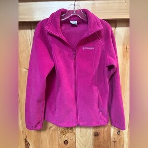 Columbia Women's Magenta Pink Full Zip Pockets Long Sleeve Fleece Jacket Size M